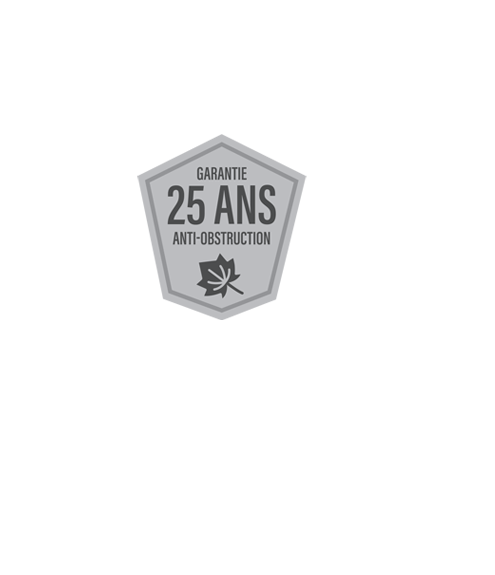 garantie-25-ans-antiobstruction 40-years clog-free warranty
